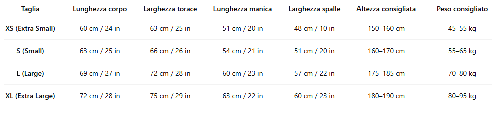 Size chart for ONLY GOD HOODIE